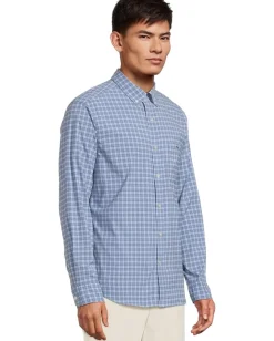Activewear|Vineyard Vines Cobia Check Featherweight Performance Shirt Jake Blue