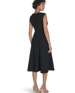 Calvin Klein Dresses|Dresses<Color Block Cap Sleeve Aline Black Cream