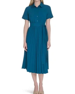 Women Calvin Klein Commuter Pleated Shirt Dress