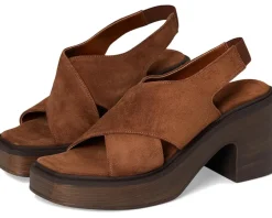 Free People Cora Platform Clogs Cognac Suede New