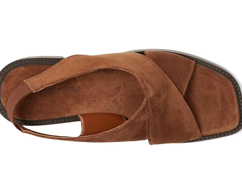 Free People Cora Platform Clogs Cognac Suede New