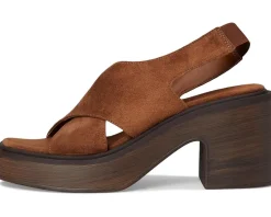 Free People Cora Platform Clogs Cognac Suede New