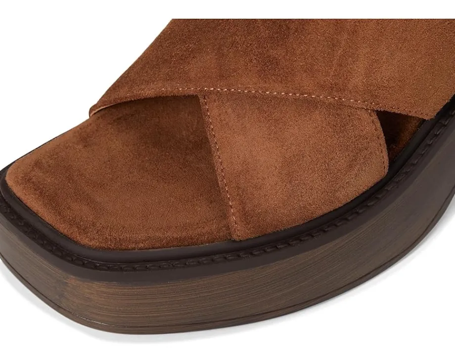 Free People Cora Platform Clogs Cognac Suede New