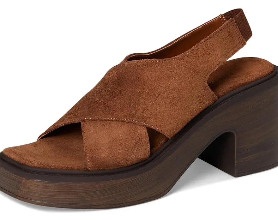 Free People Cora Platform Clogs Cognac Suede New