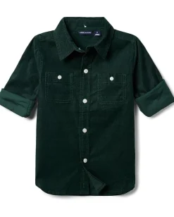 Janie and Jack Clothing<Cord Button-Up Shirt (Toddler/Little Kids/Big Kids) Green