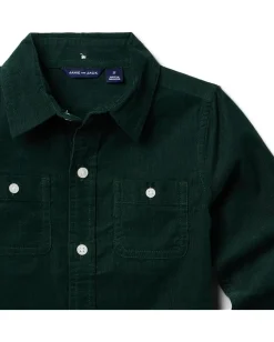 Janie and Jack Clothing<Cord Button-Up Shirt (Toddler/Little Kids/Big Kids) Green
