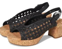 Aerosoles Cornelia Black Embroidered Raffia/Cork Heel Online