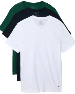 Tommy Hilfiger Activewear|T-Shirts<Cotton Classic 3-Pack V-Neck Undershirts Spruce