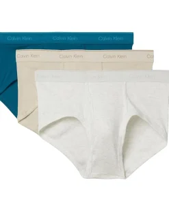 Calvin Klein Underwear Cotton Classics 3-Pack Brief Snow Heather/Teal Marine/Oyster Gray Outlet