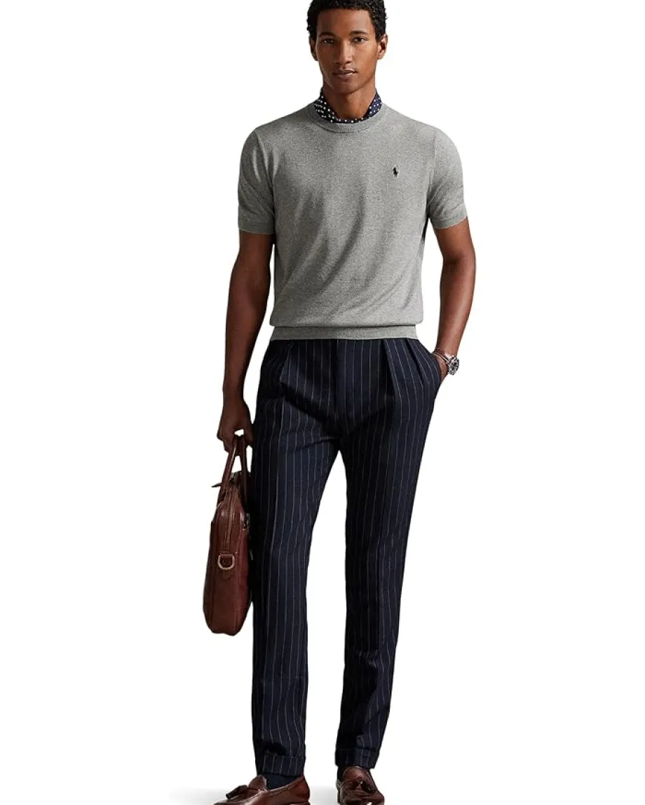 Activewear|Sweaters|Polo Ralph Lauren Cotton Crewneck Short-sleeve Sweater Fawn Grey Heather