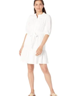 Maggy London Cotton Mini Fit-and-Flare Ivory Sale