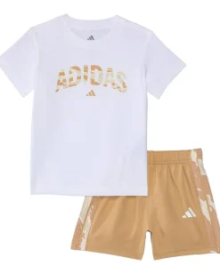 adidas Kids Clothing<Cotton Tee & Camo 3S Woven Short Set (Infant) White