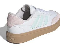 adidas Kids Court Block Shoes (Big Kid) White/Halo Mint/Almost Pink Clearance