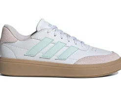 adidas Kids Court Block Shoes (Big Kid) White/Halo Mint/Almost Pink Clearance