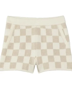 Barefoot Dreams Kids Clothing<CozyChic® Youth Cotton Checkered Short (Little Kid/Big Kid) Oatmeal/Cream