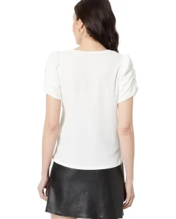 Women Vince Camuto Crew Neck Gathered Puff Sleeve Blouse