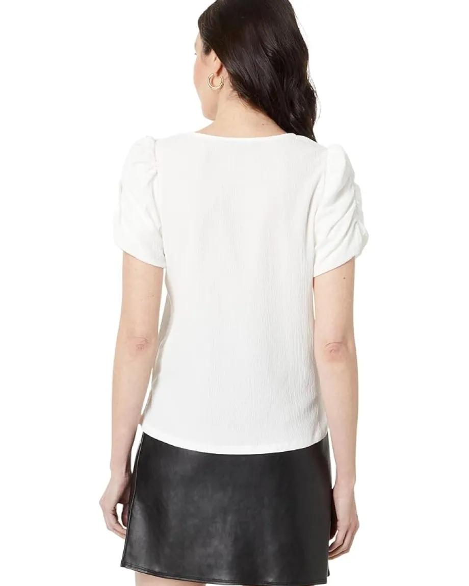 Women Vince Camuto Crew Neck Gathered Puff Sleeve Blouse
