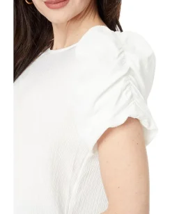 Women Vince Camuto Crew Neck Gathered Puff Sleeve Blouse