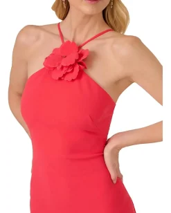 Adrianna Papell 3d Flower Halter Midi Dress Beach Rose Clearance