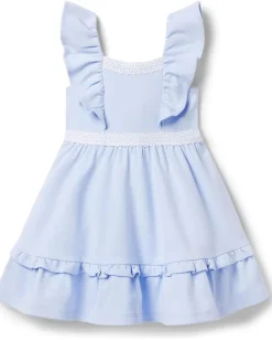 Janie and Jack Clothing<Daisy Trim Ponte Dress (Toddler/Little Kids/Big Kids) Blue