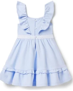 Janie and Jack Clothing<Daisy Trim Ponte Dress (Toddler/Little Kids/Big Kids) Blue
