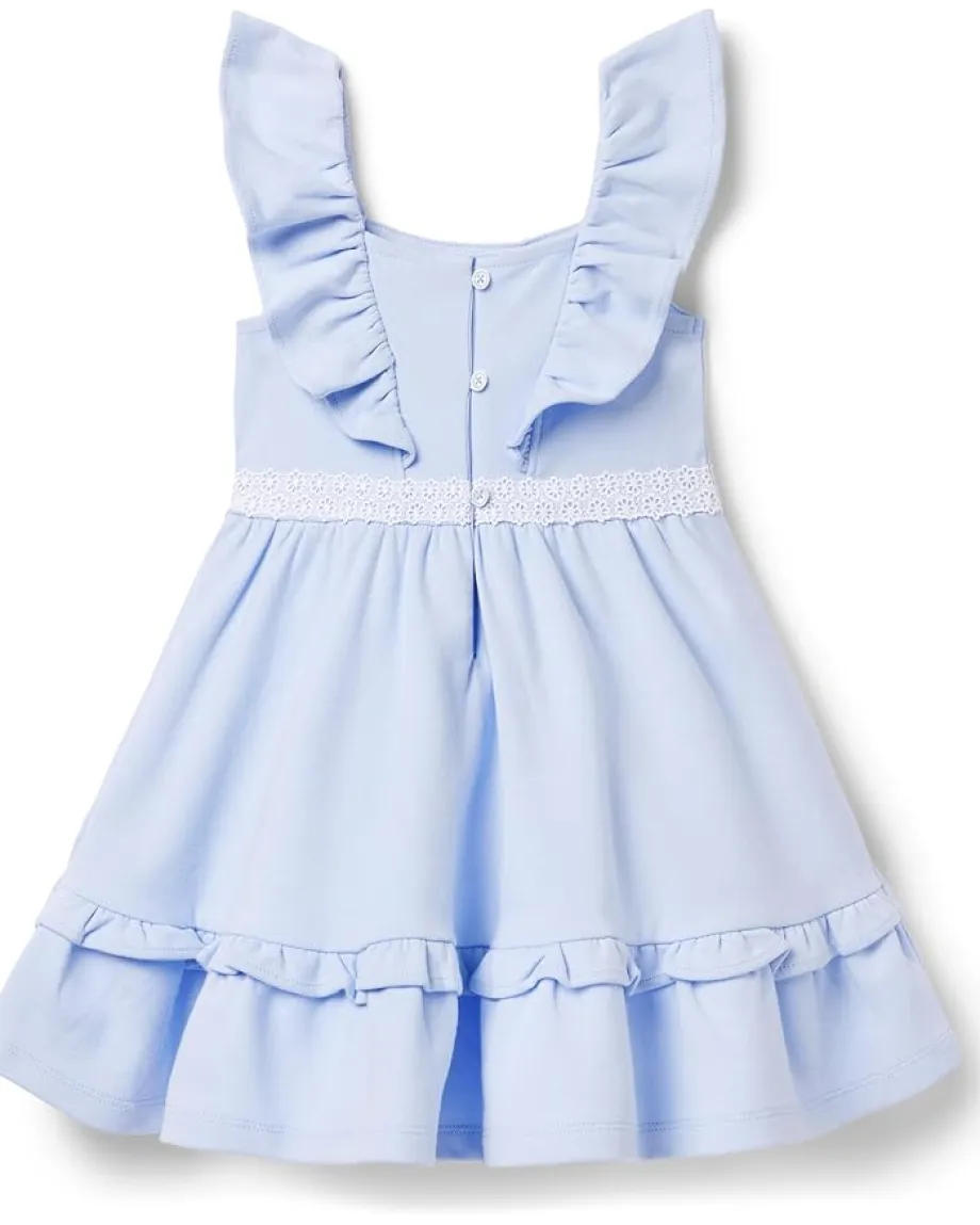 Janie and Jack Clothing<Daisy Trim Ponte Dress (Toddler/Little Kids/Big Kids) Blue