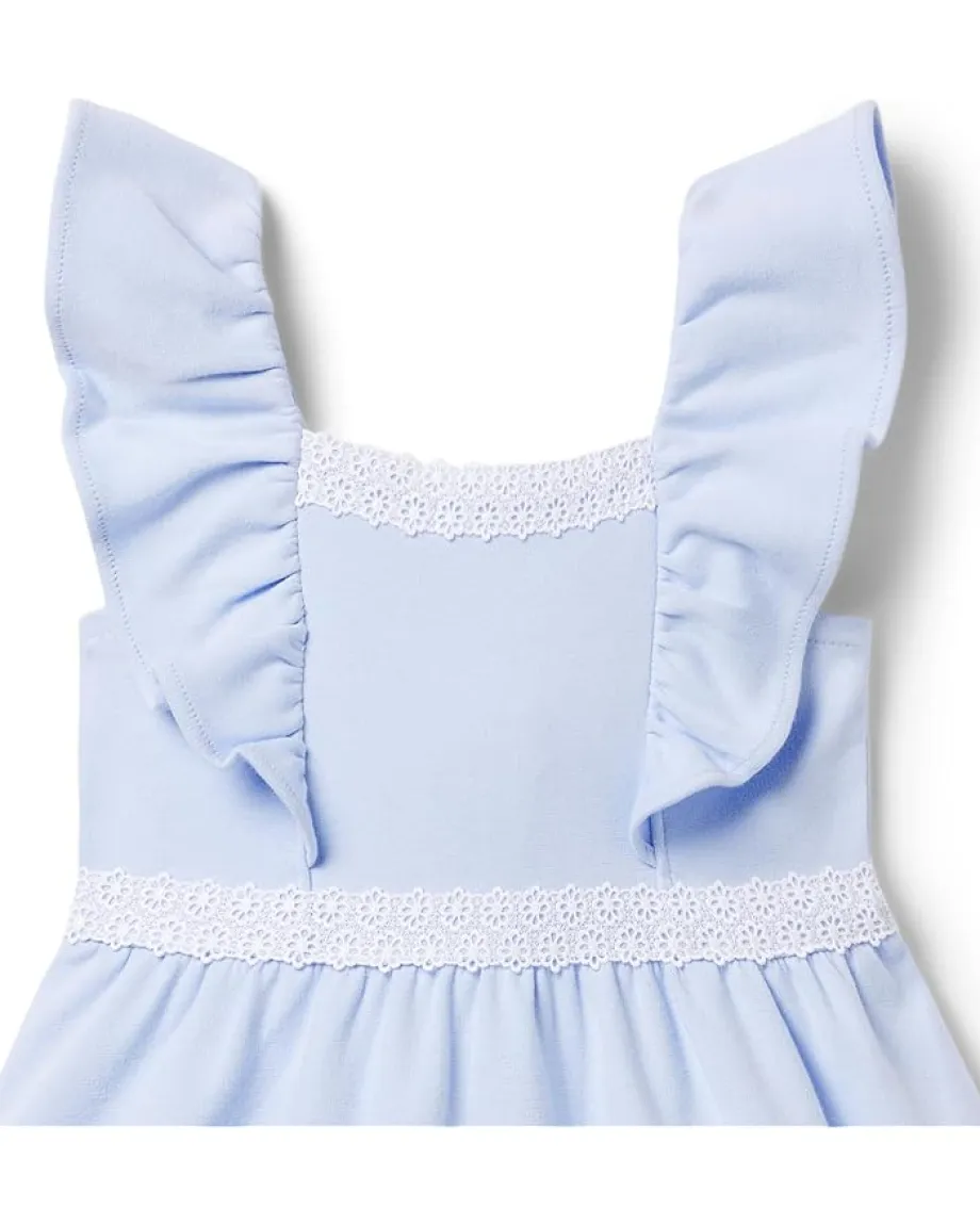 Janie and Jack Clothing<Daisy Trim Ponte Dress (Toddler/Little Kids/Big Kids) Blue