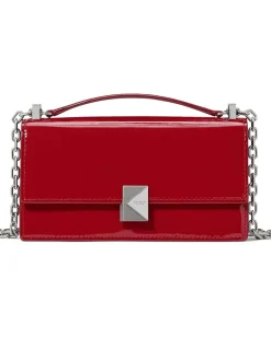 Kate Spade New York Handbags|Cross Body<Deco Patent Leather Mini Flap Chain Crossbody Dark Scarlet