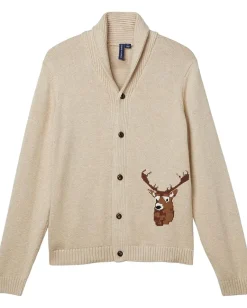 Janie and Jack Clothing<Deer Intarsia Sweater (Toddler/Little Kids/Big Kids) Khaki