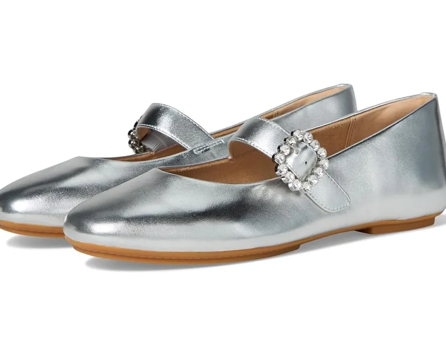 FitFlop Flats<Delicato Crystal-buckle Leather Mary Janes Silver