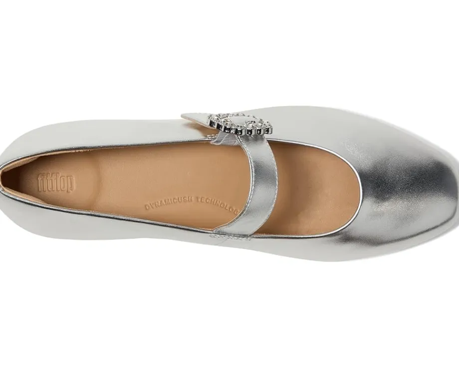 FitFlop Flats<Delicato Crystal-buckle Leather Mary Janes Silver