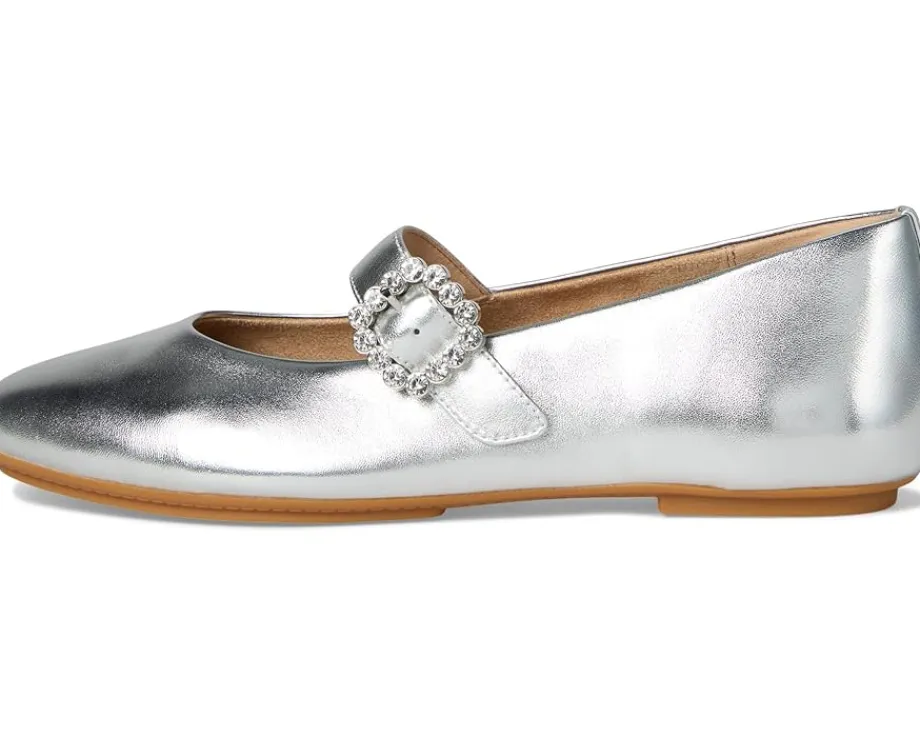 FitFlop Flats<Delicato Crystal-buckle Leather Mary Janes Silver