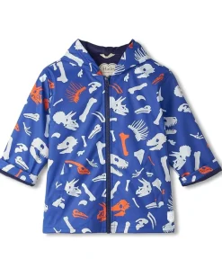 Clothing|Clothing|Hatley Kids Dino Fossils Colour Changing Zip-Up Rain Jacket (Toddler/Little Kid/Big Kid) Blue