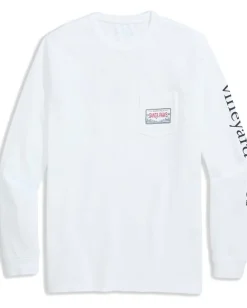 Vineyard Vines Dog Flying Presents Long Sleeve Tee White Cap