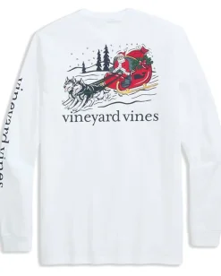 Vineyard Vines Dog Flying Presents Long Sleeve Tee White Cap