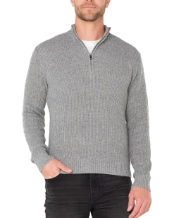 Activewear|Sweaters|Liverpool Los Angeles Donegal Rib 1/4 Zip Sweater Light Grey