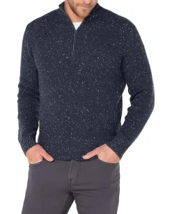 Activewear|Sweaters|Liverpool Los Angeles Donegal Rib 1/4 Zip Sweater Indigo Blue