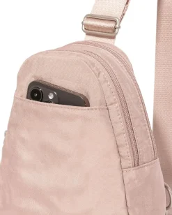 Baggallini Double Zip Mini Sling Blush Shimmer Sale