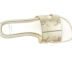 Kate Spade New York Duo Metallic Leather Slide Sandals Pale Gold