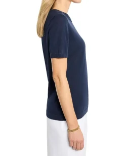 Shirts & Tops|Shirts & Tops|NIC+ZOE Easy Scoop Neck Pure Cotton Sweater Tee Dark Indigo