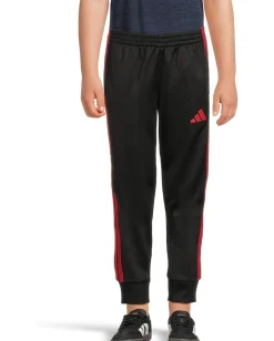 Clothing|adidas Kids Elastic Waistband 3-Stripe Tricot Jogger (Toddler/Little Kid) Black/Red