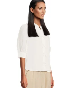 CeCe Shirts & Tops|Shirts & Tops<Elbow Sleeve Bow Placket Blouse New Ivory