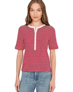 Madewell Elbow Sleeve Henley Cherry Red Discount