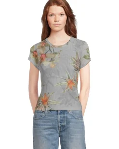 AllSaints Shirts & Tops|Shirts & Tops<Ellie Mesh Tee Adena Dusty Blue