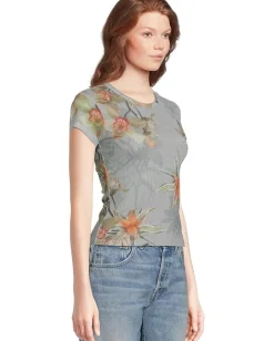 AllSaints Shirts & Tops|Shirts & Tops<Ellie Mesh Tee Adena Dusty Blue