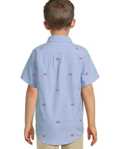 Clothing|Janie and Jack Embroidered Flag Icon Shirt (Toddler/Little Kid/Big Kid) Blue