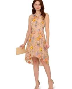 Dresses|Dresses|Adrianna Papell Embroidery Midi Dress Yellow/Orange Multi