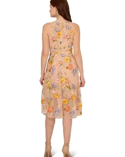 Dresses|Dresses|Adrianna Papell Embroidery Midi Dress Yellow/Orange Multi