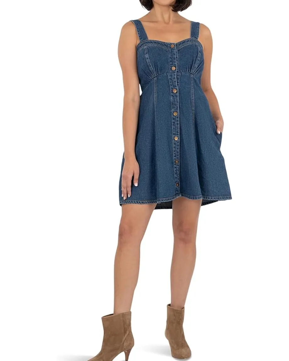 KUT from the Kloth Dresses|Dresses<Emiko A-Line Sweetheart Dress with Smocking Dark Wash