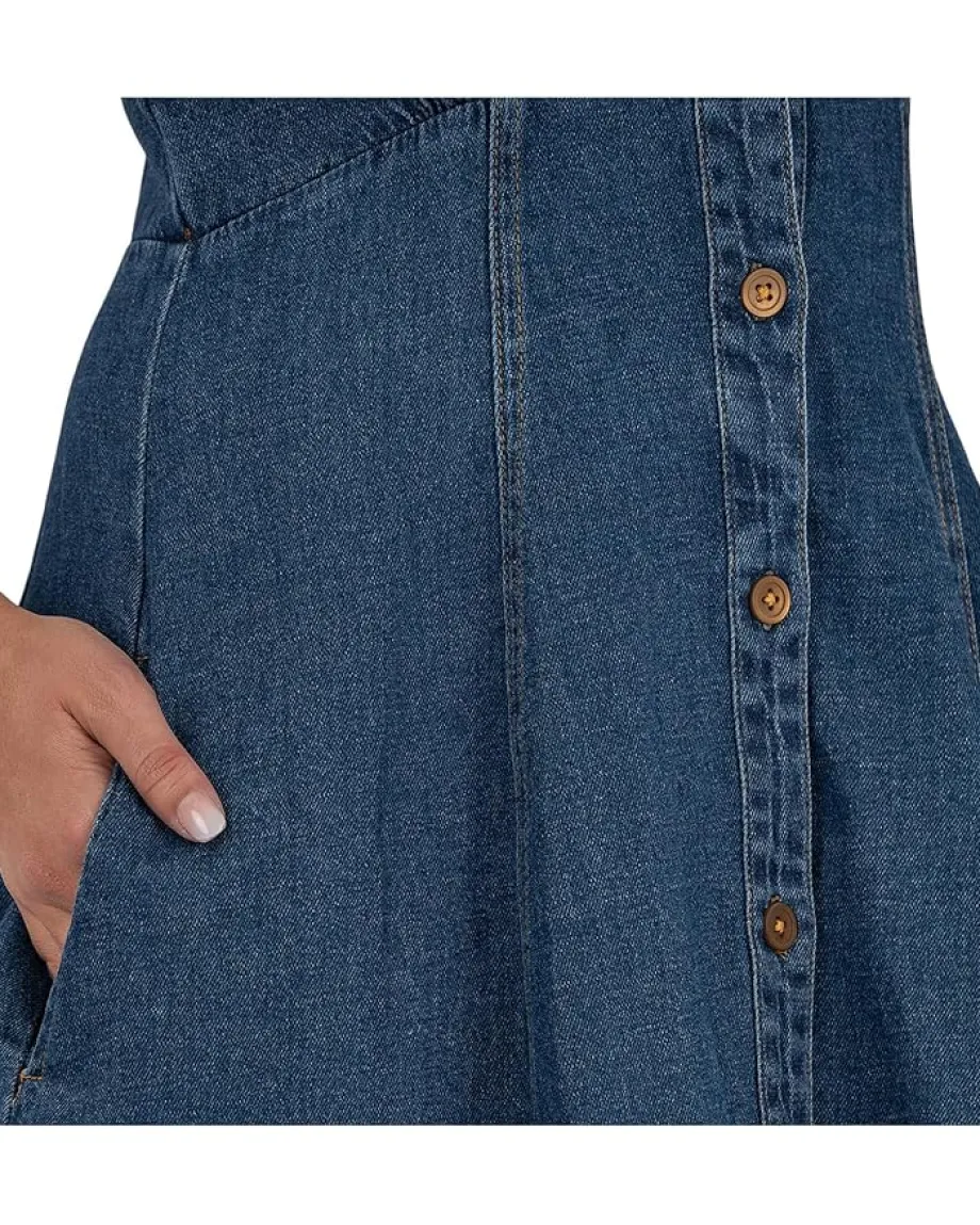 KUT from the Kloth Dresses|Dresses<Emiko A-Line Sweetheart Dress with Smocking Dark Wash